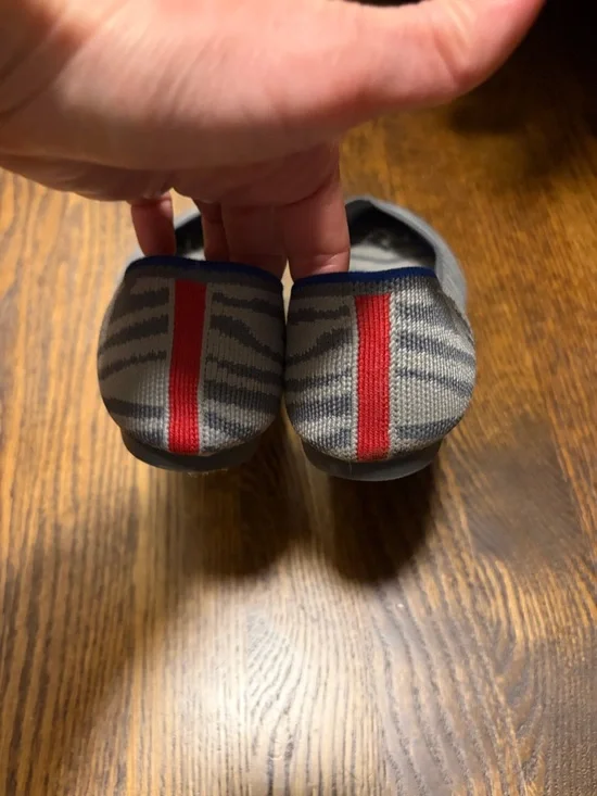 Rothy's Gray Zebra-Print Pointed Toe Flats with Blue Trim - Picture 3 of 5